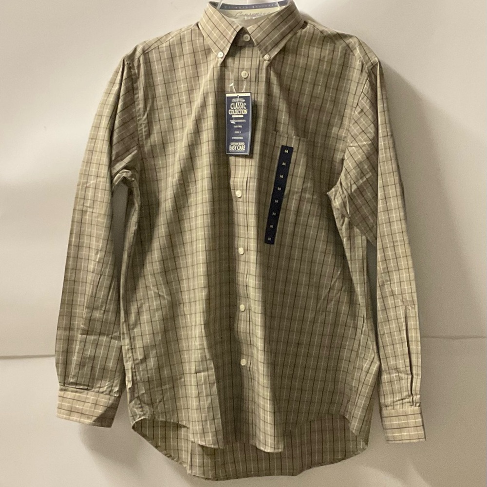 Men's Beige Plaid Button Down Shirt